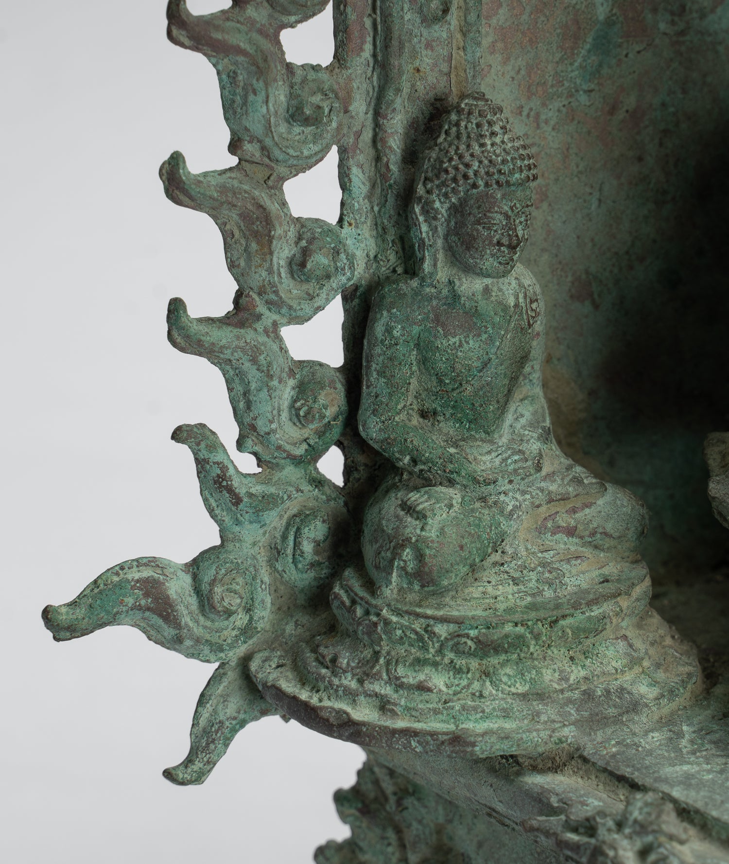 Lokeshvara Statue - Antique Indonesian Style Bronze Javanese Enthroned Seated Lokeshvara Statue -34cm/14"