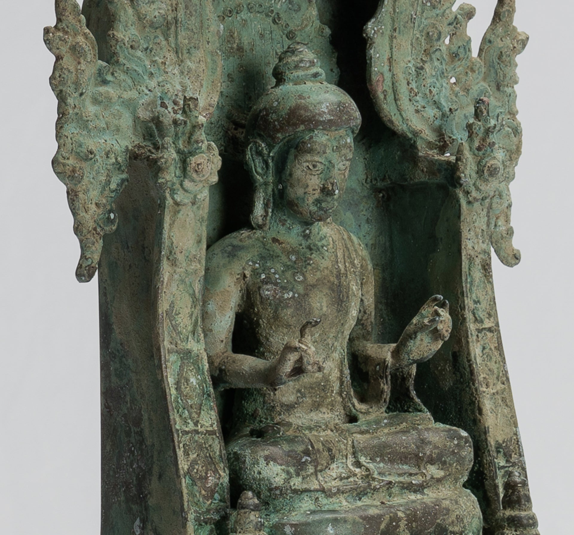 Buddha Statue - Antique Indonesian Style Bronze Seated Javanese Teaching Buddha Statue -26cm/10"