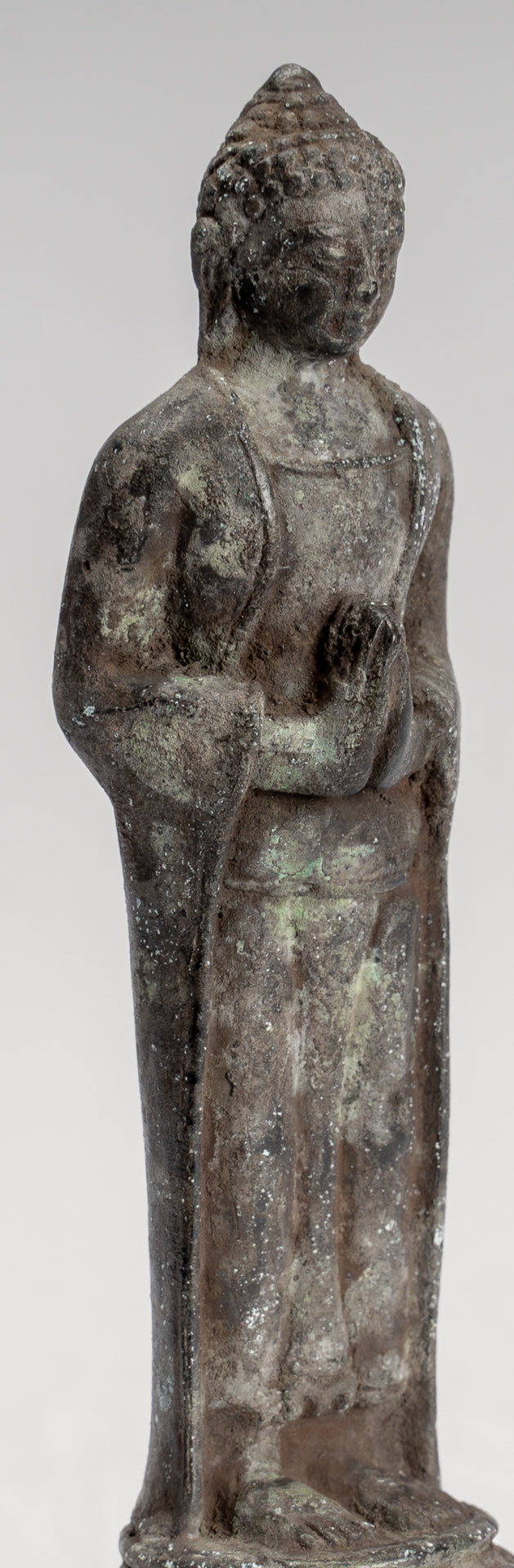 Buddha Statue - Antique Indonesian Style Standing Bronze Javanese Adoration Buddha - 16cm/6"