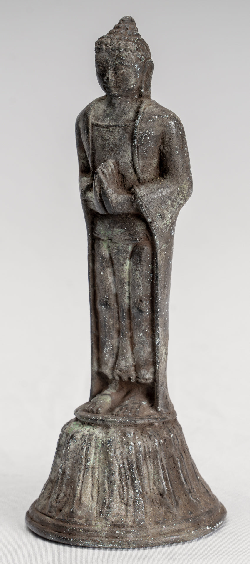 Buddha Statue - Antique Indonesian Style Standing Bronze Javanese Adoration Buddha - 16cm/6"