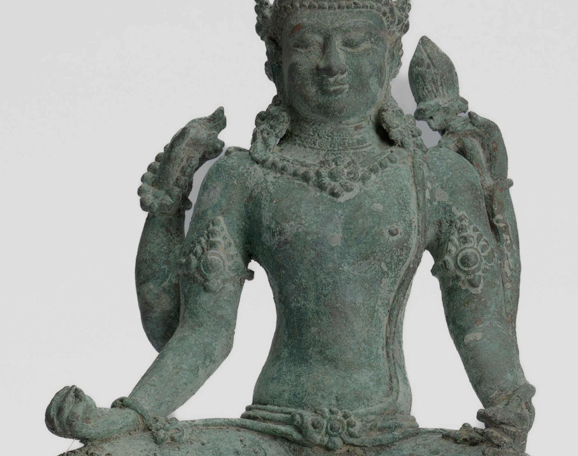 Bodhisattva Statue -Antique Indonesian Style Javanese Avalokiteshvara Bodhisattva Statue - 20.5cm/8"