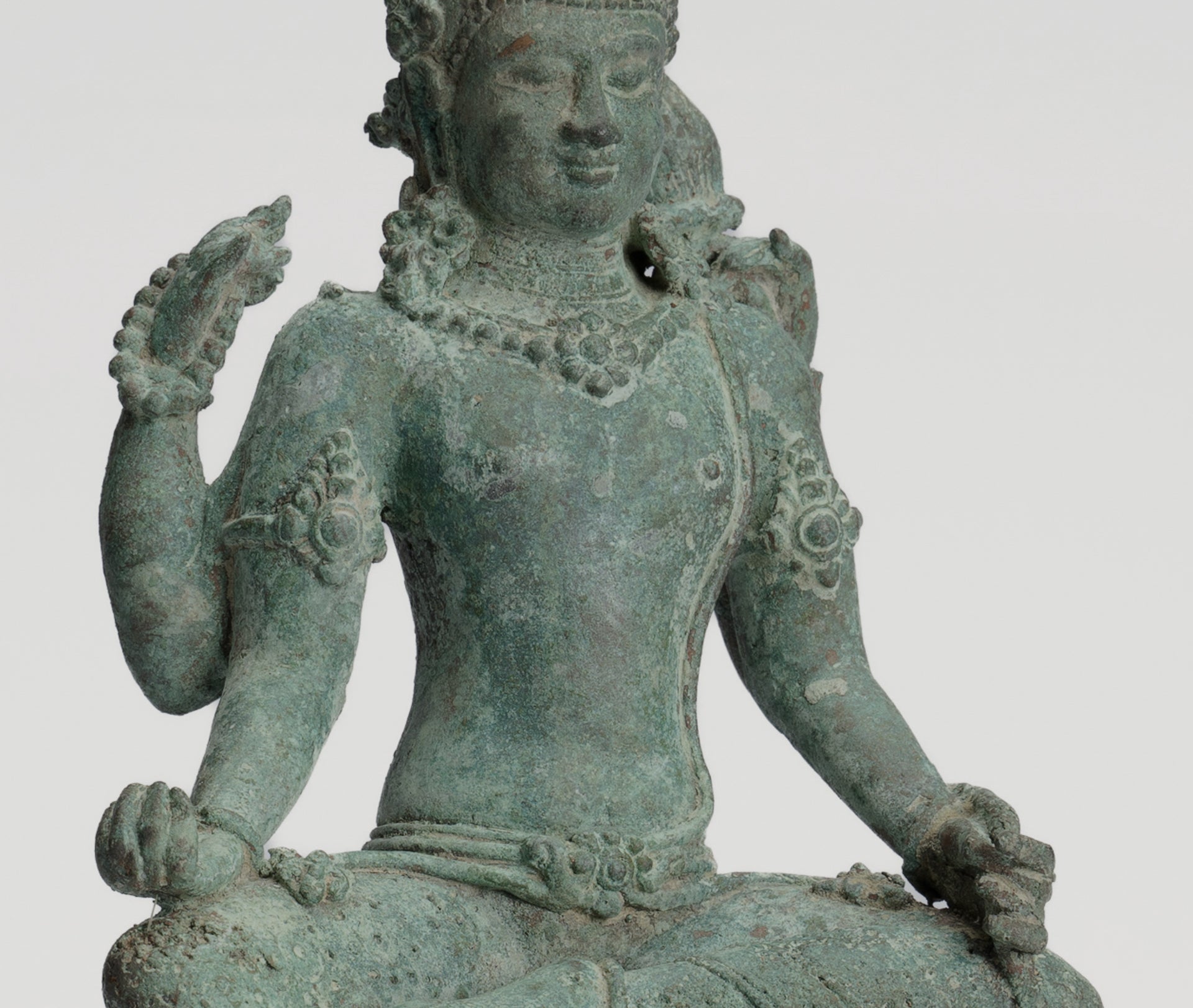 Bodhisattva Statue -Antique Indonesian Style Javanese Avalokiteshvara Bodhisattva Statue - 20.5cm/8"