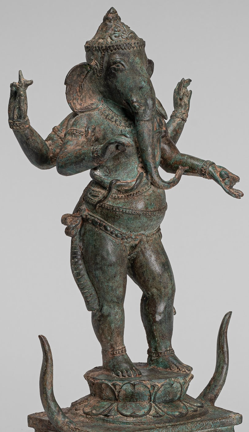 Ganesha Statue - Antique Chola Style Indian Bronze Standing Ganesh Statue - 49cm/20"