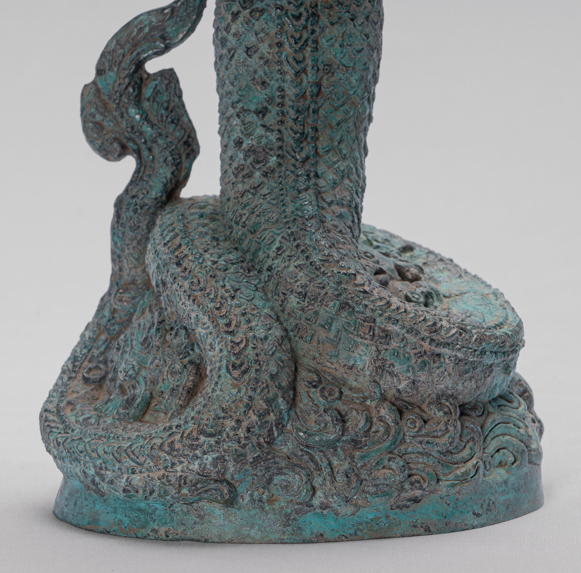 Antique Khmer Style Bronze Female Deity with Naga Tail Statue - 36cm/14"