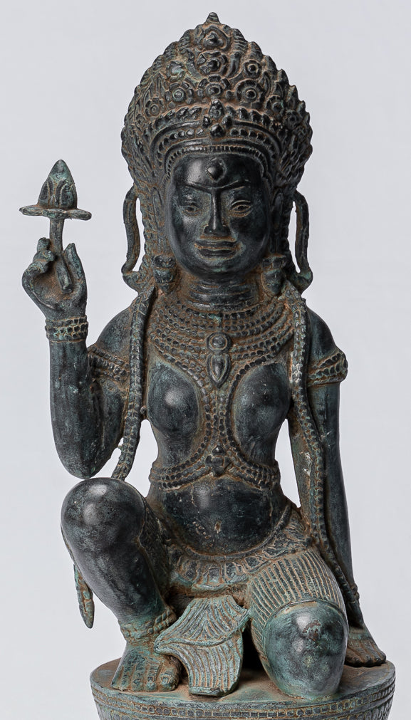 Statue Apsara - Antique Khmer Style Angkor Wat Bronzo Apsara o Angel - 35 cm/14 "