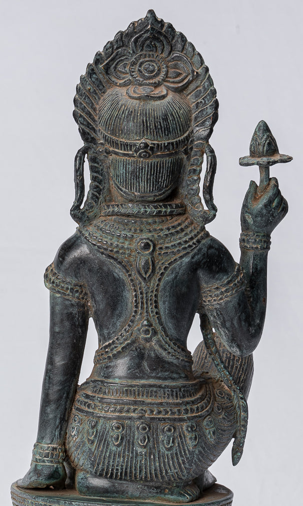Statue Apsara - Antique Khmer Style Angkor Wat Bronzo Apsara o Angel - 35 cm/14 "