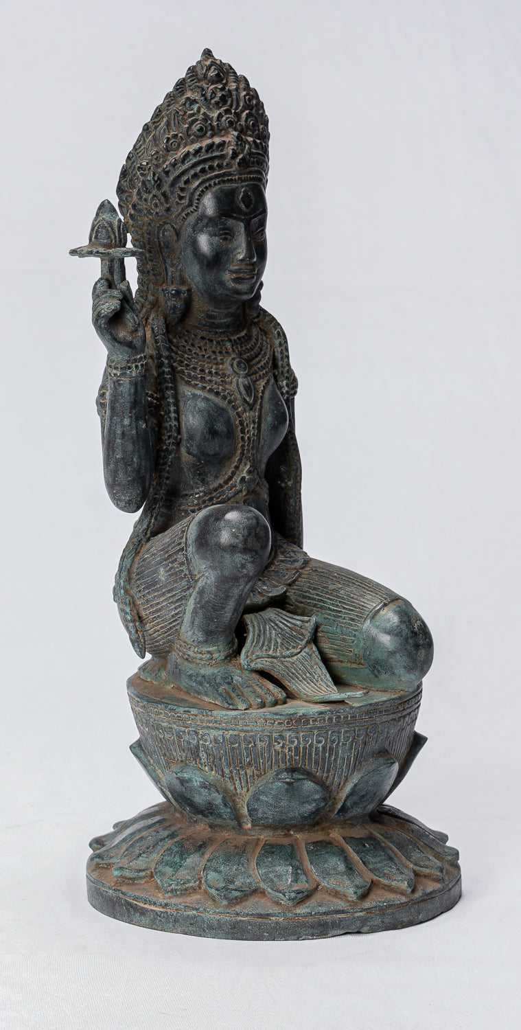 Statue Apsara - Antique Khmer Style Angkor Wat Bronzo Apsara o Angel - 35 cm/14 "