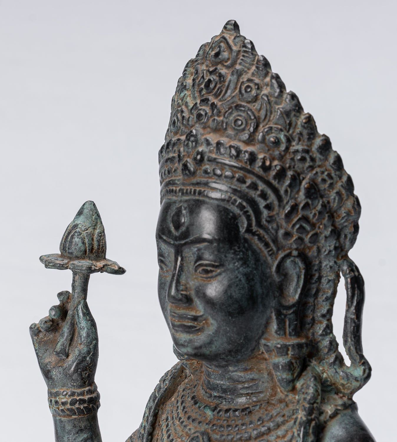 Statue Apsara - Antique Khmer Style Angkor Wat Bronzo Apsara o Angel - 35 cm/14 "