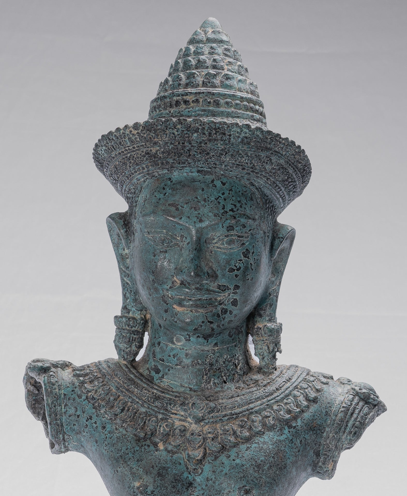 Lakshmi Statue - Antique Khmer Style Mounted Bronze Lakshmi / Devi Consort of Vishnu - 46cm /18"