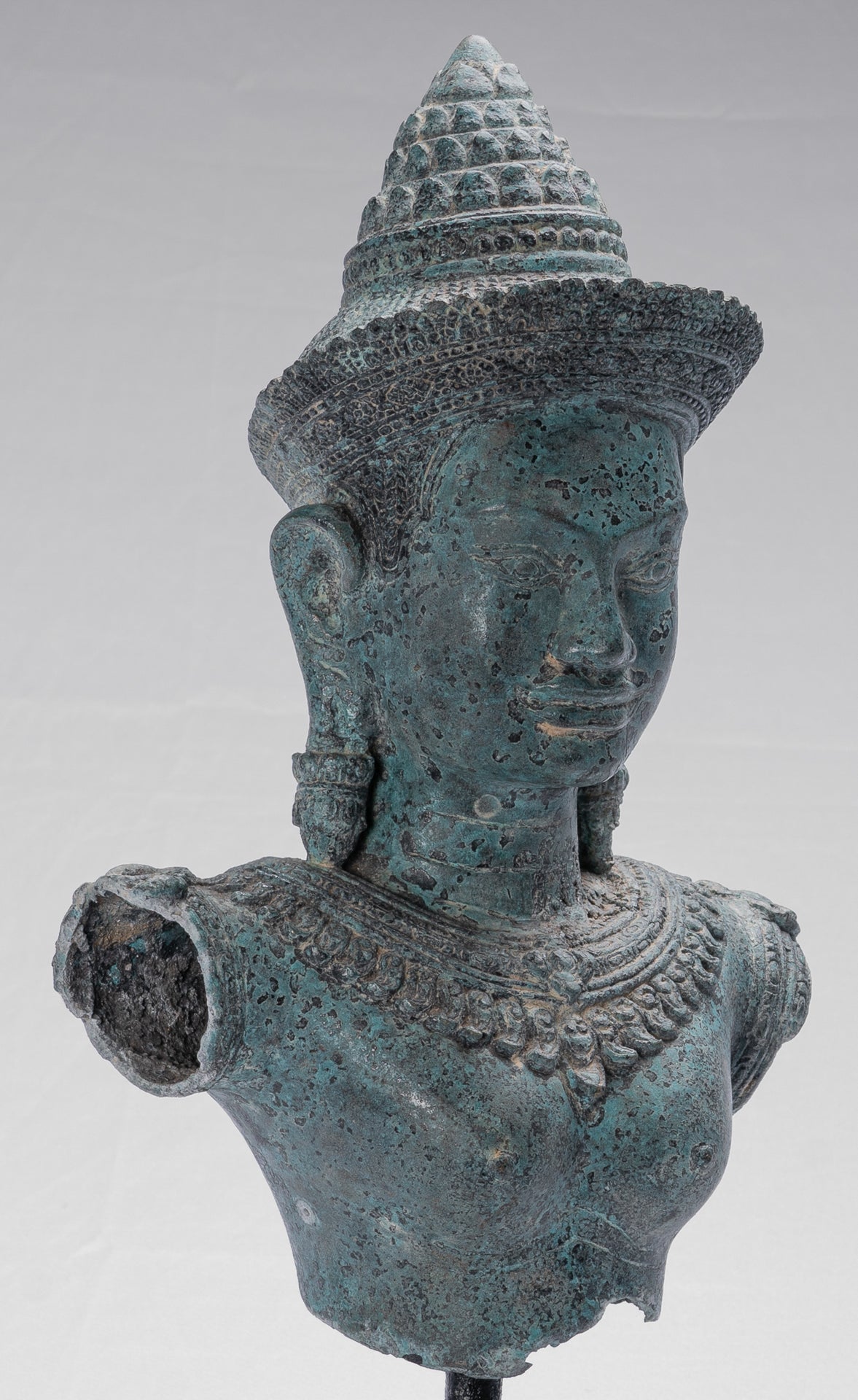 Lakshmi Statue - Antique Khmer Style Mounted Bronze Lakshmi / Devi Consort of Vishnu - 46cm /18"