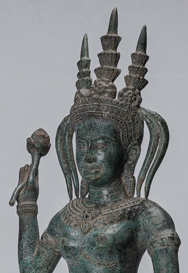 Apsara Statue - Antique Khmer Style Bronze Angkor Wat Apsara or Angel Statue - 62cm/25"