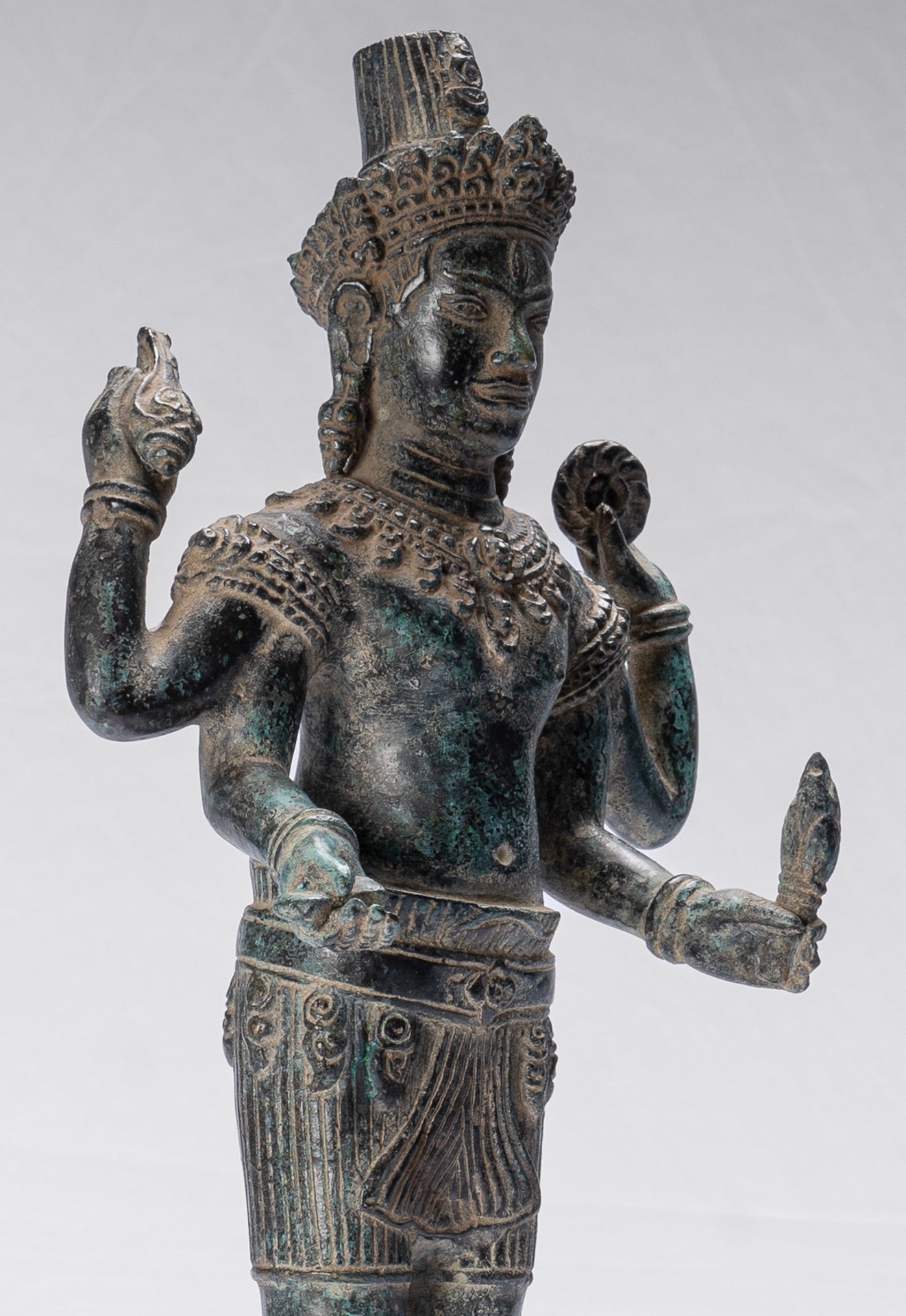 Shiva Statue - Antique Khmer Style Bronze Angkor Wat Style Shiva Statue - 44cm/18"