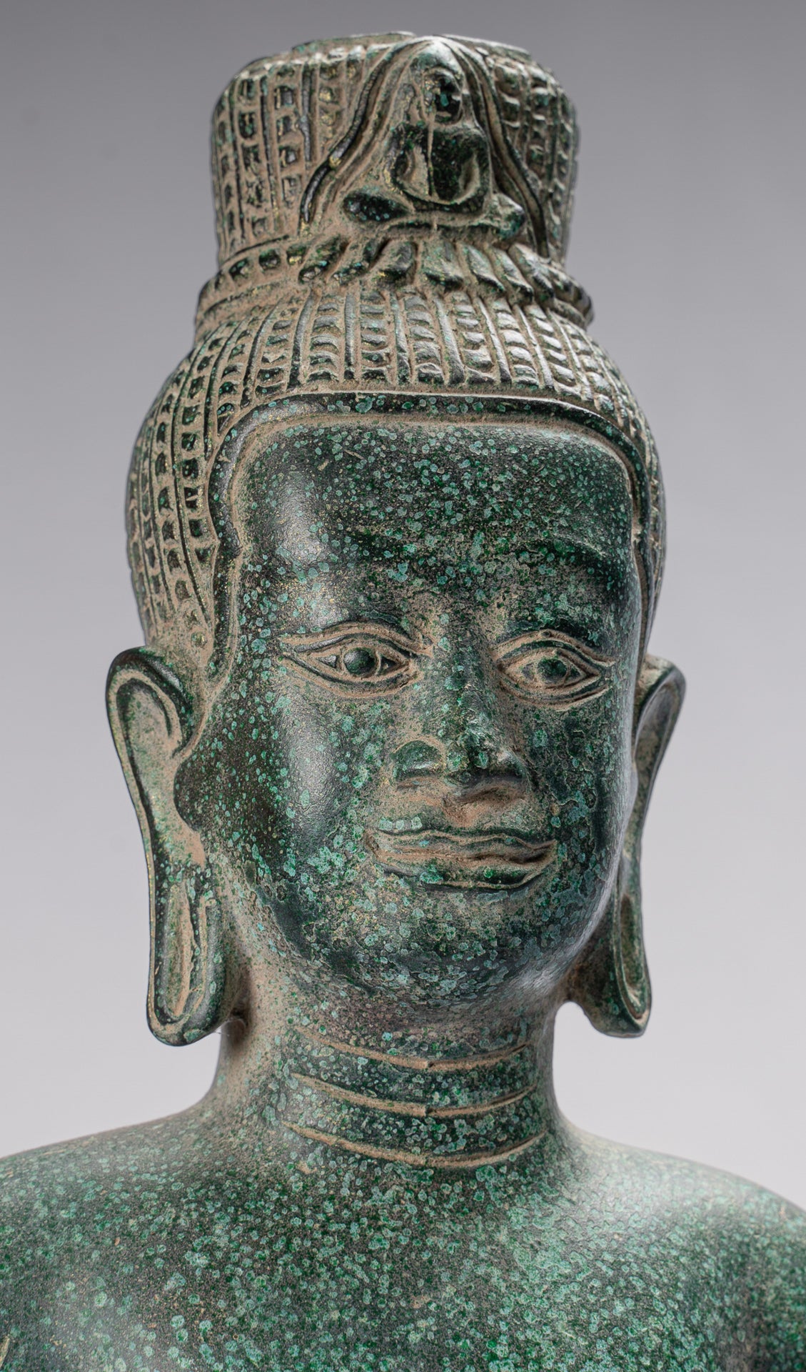 Antique Khmer Style Bronze Bayon Style Standing Lokeshvara Statue - 54cm/22"