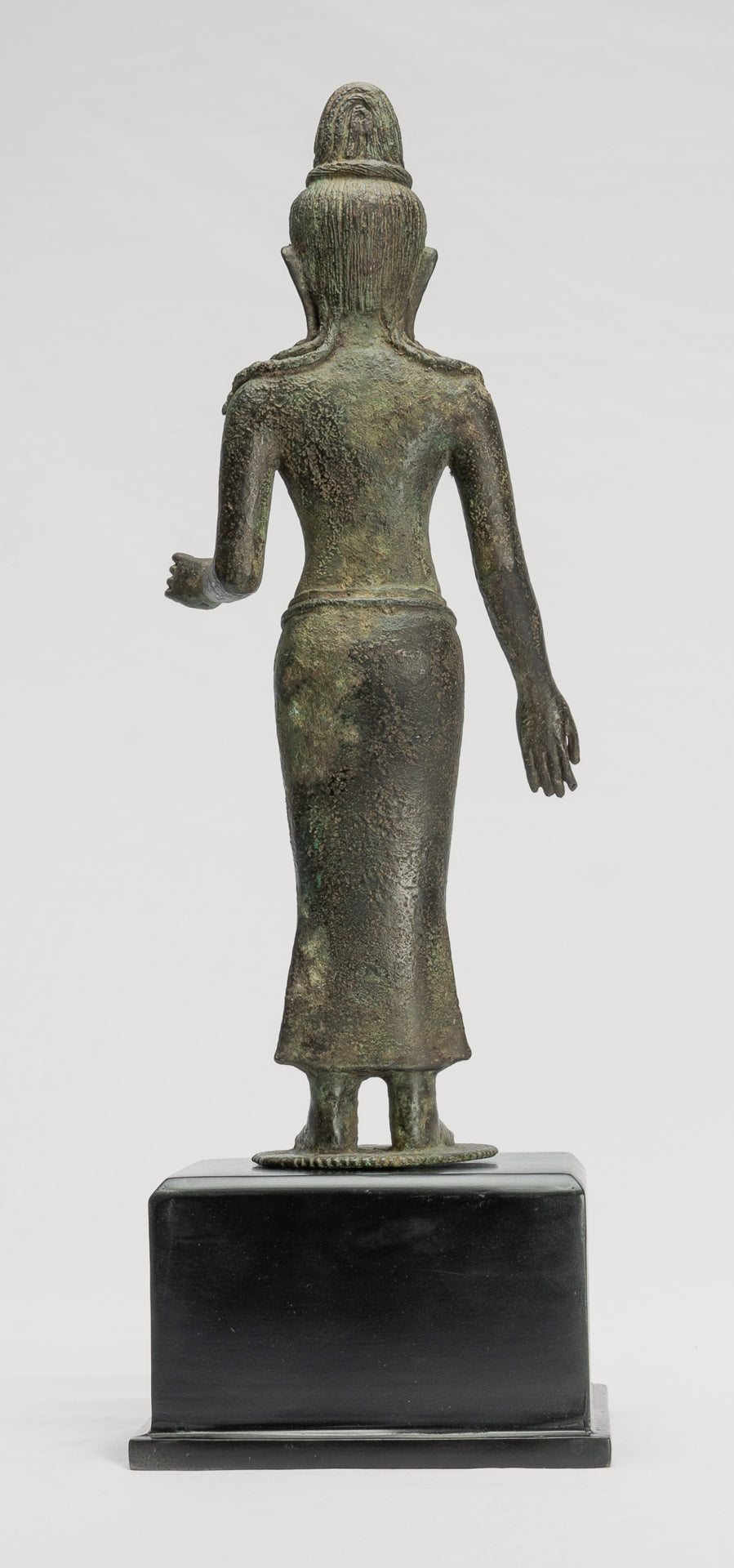 Antique Indonesian Style Javanese Majapahit Standing Bronze Lokeshvara Statue - Protector & Preserver - 44cm/18"