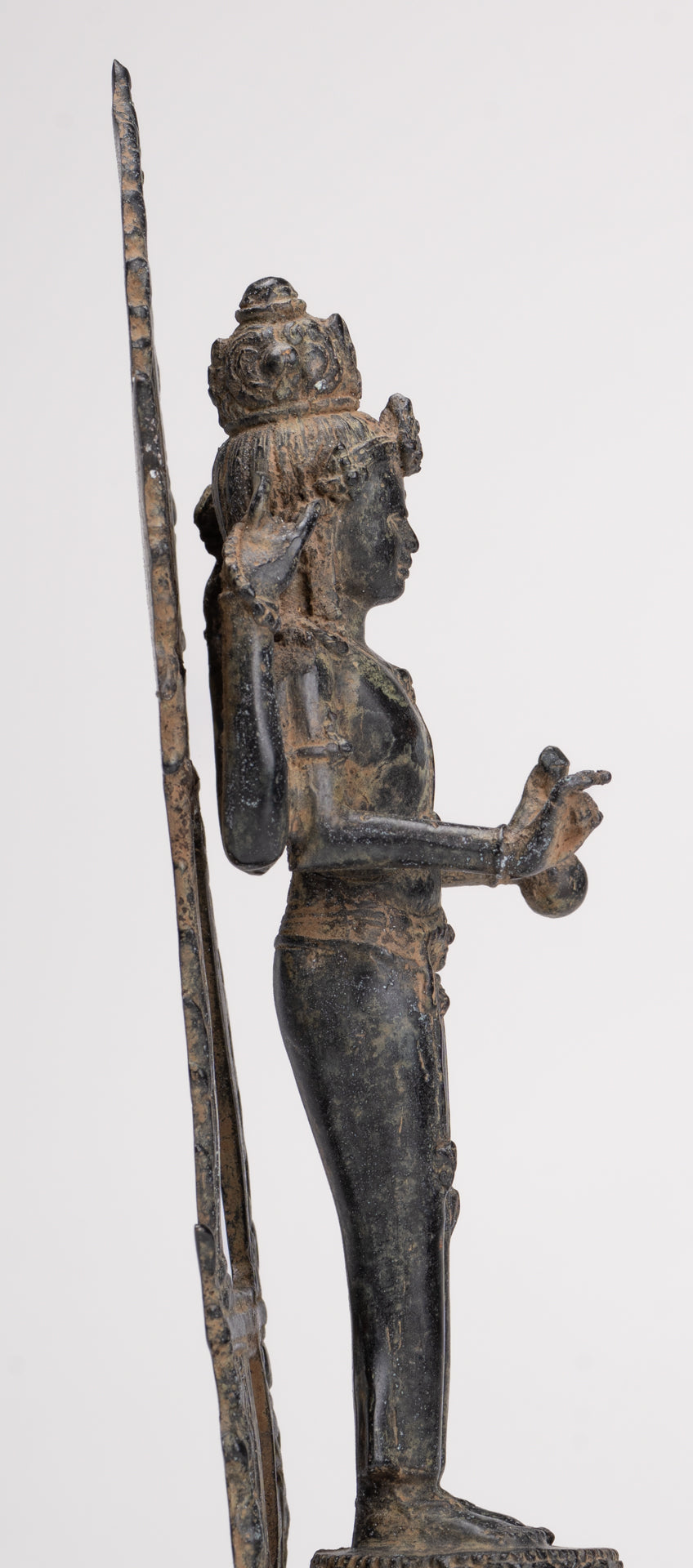 Vishnu - Antique Indonesian Style Majapahit Standing Bronze Vishnu Statue - 24cm/10"