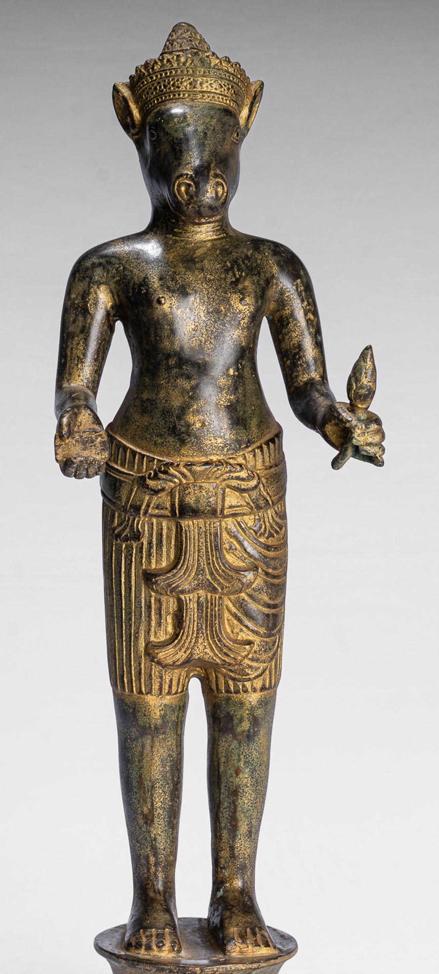 Kalkin Statue - Antique Khmer Style Standing Bronze Hayagriva Kalkin Horse of Vishnu - 47cm/19"