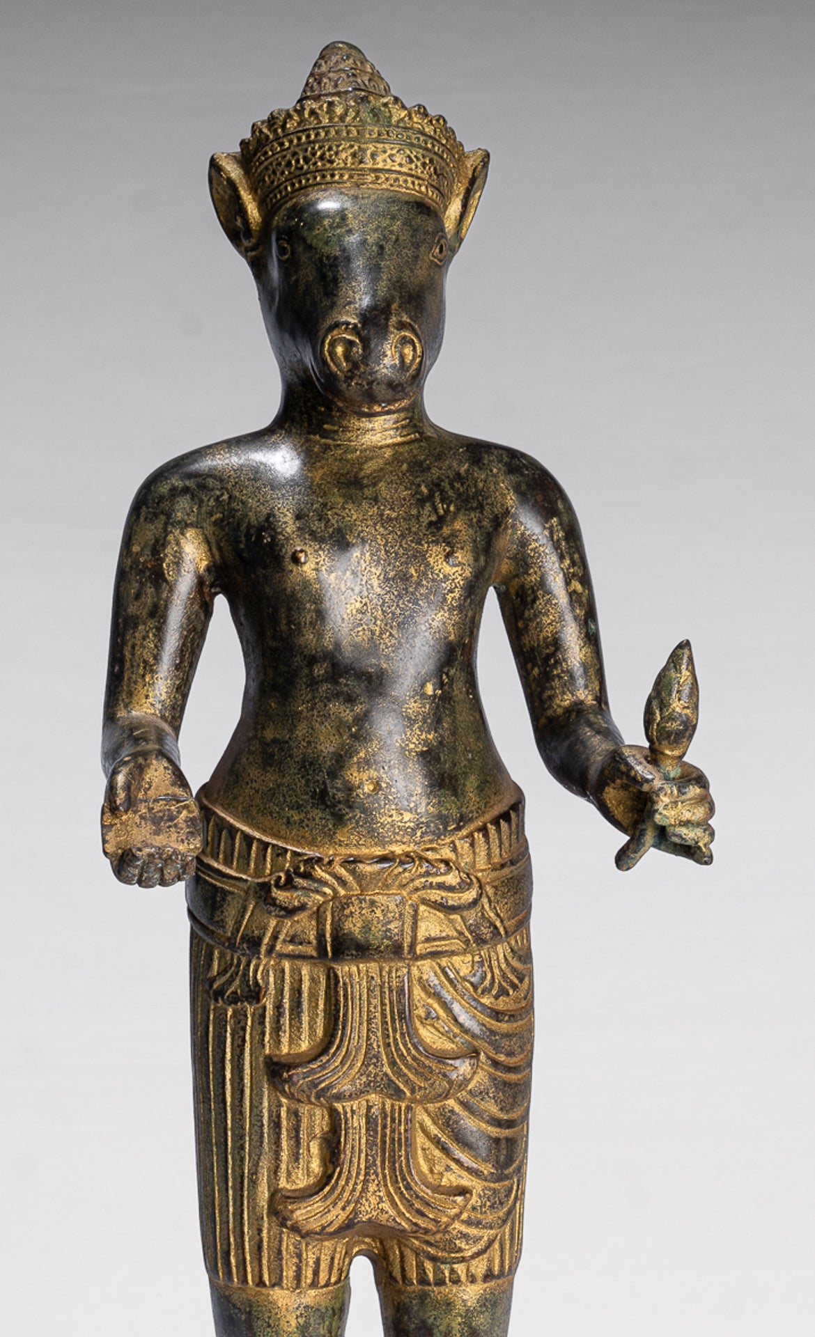 Kalkin Statue - Antique Khmer Style Standing Bronze Hayagriva Kalkin Horse of Vishnu - 47cm/19"