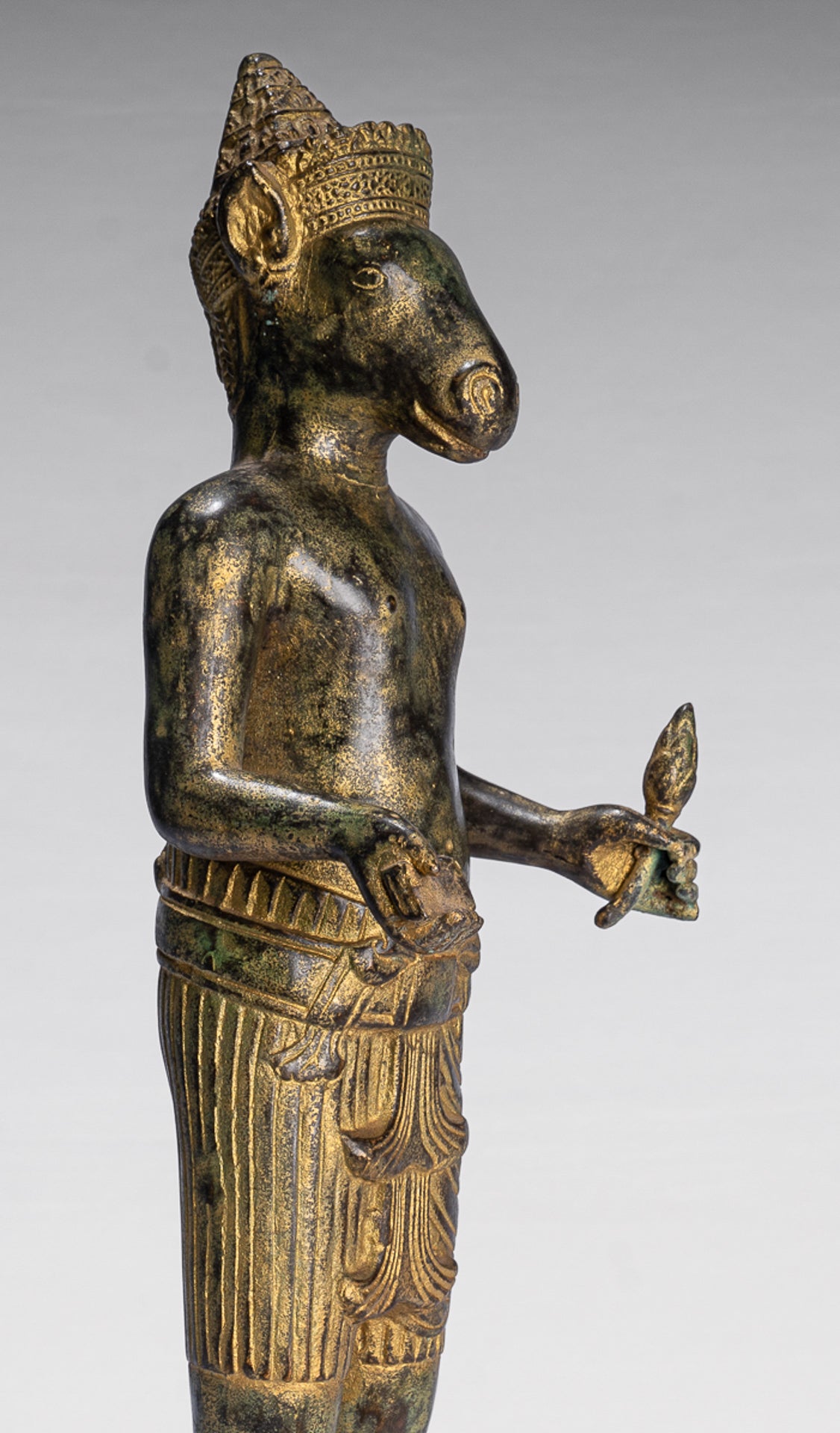 Kalkin Statue - Antique Khmer Style Standing Bronze Hayagriva Kalkin Horse of Vishnu - 47cm/19"