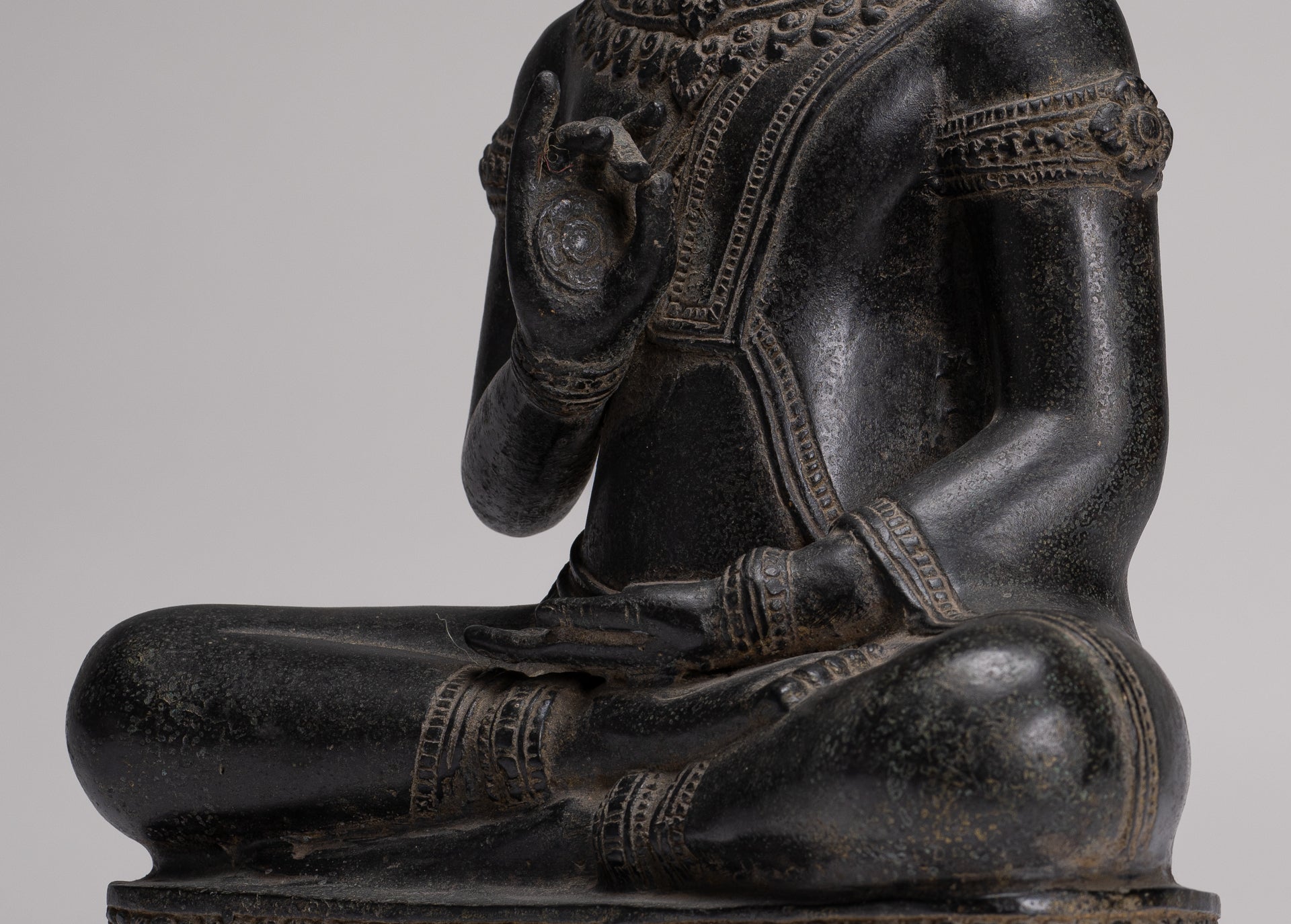 Buddha Statue - Antique Burmese Style Bronze Seated Teaching Shan Buddha Statue - 39cm/16"