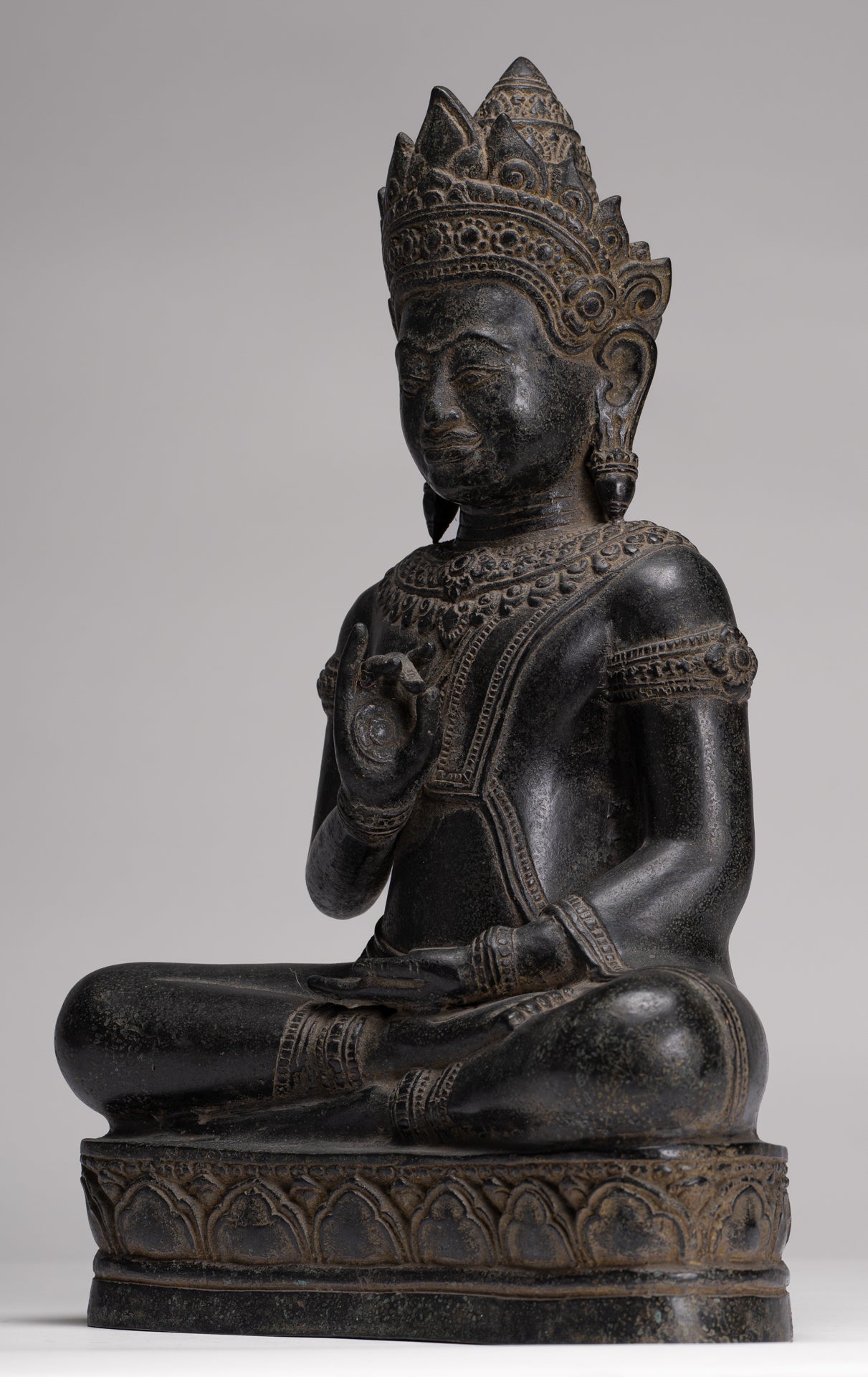 Buddha Statue - Antique Burmese Style Bronze Seated Teaching Shan Buddha Statue - 39cm/16"