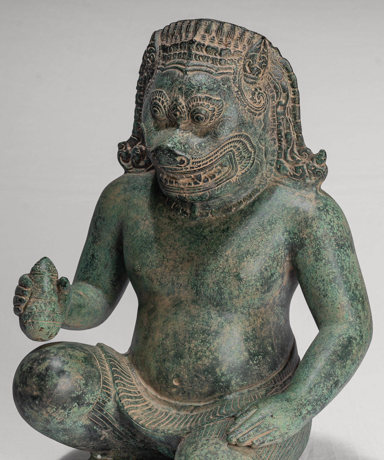 Antique Khmer Style Bronze - Vishnu Avatar - Narasimha or Narasingh - 40cm/16"