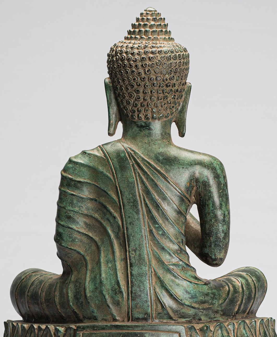 Buddha Statue - Antique Khmer Style Bronze Buddha Statue Dharmachakra Teaching Mudra - 51cm/20"