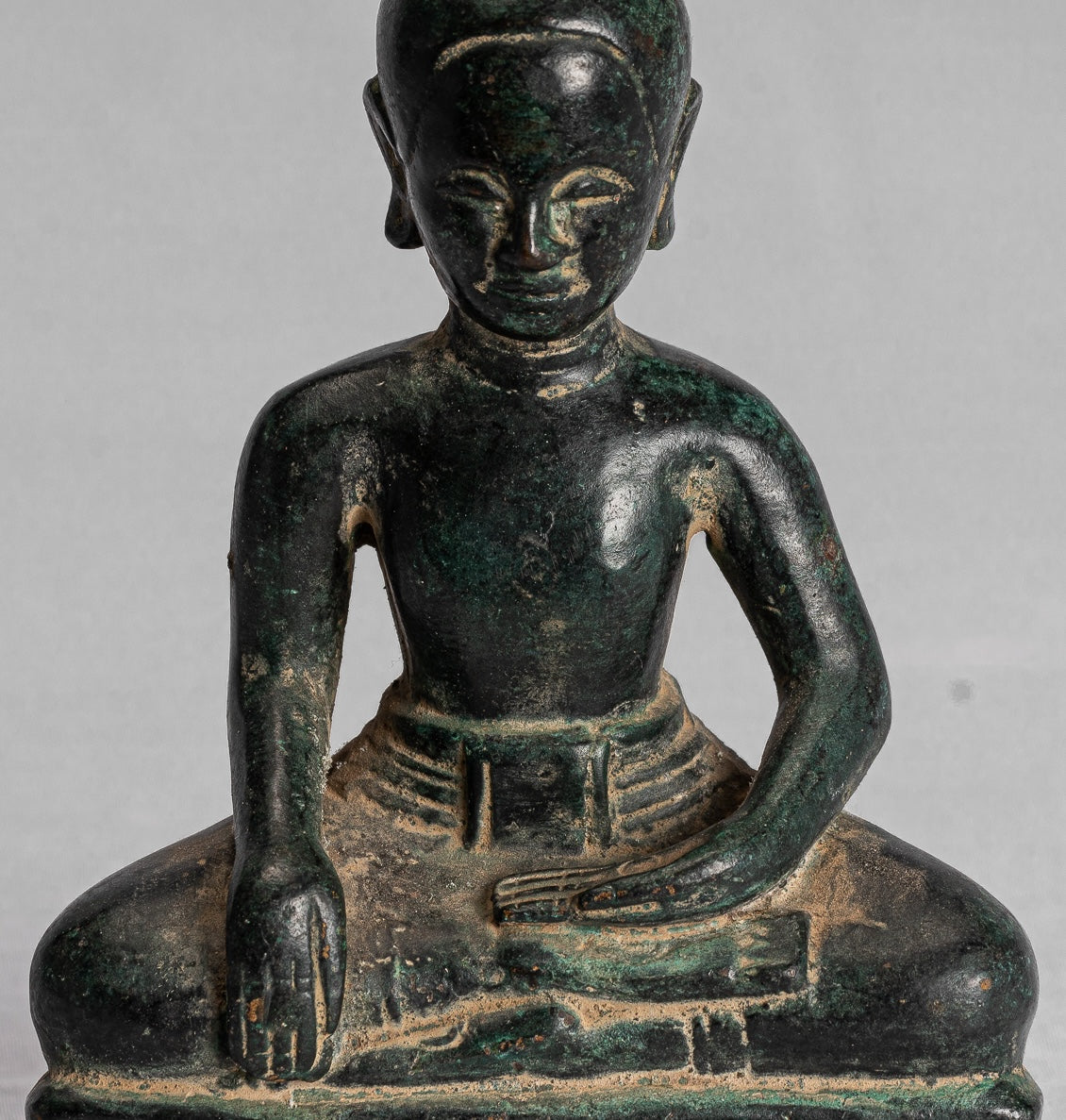 Buddha Statue - Antique Khmer Style Bronze Enlightenment Phnom Da Buddha Statue - 15cm/6"