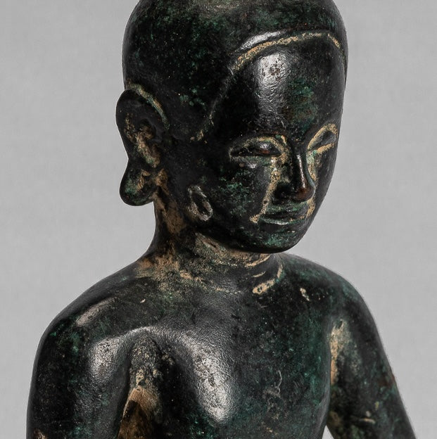 Buddha Statue - Antique Khmer Style Bronze Enlightenment Phnom Da Buddha Statue - 15cm/6"