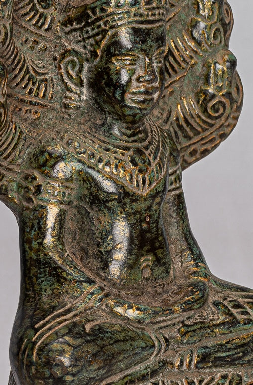 Estatua de Buda - Estilo de bayón antiguo Khmer Meditación Naga Naga Buddha - 21 cm/8 "