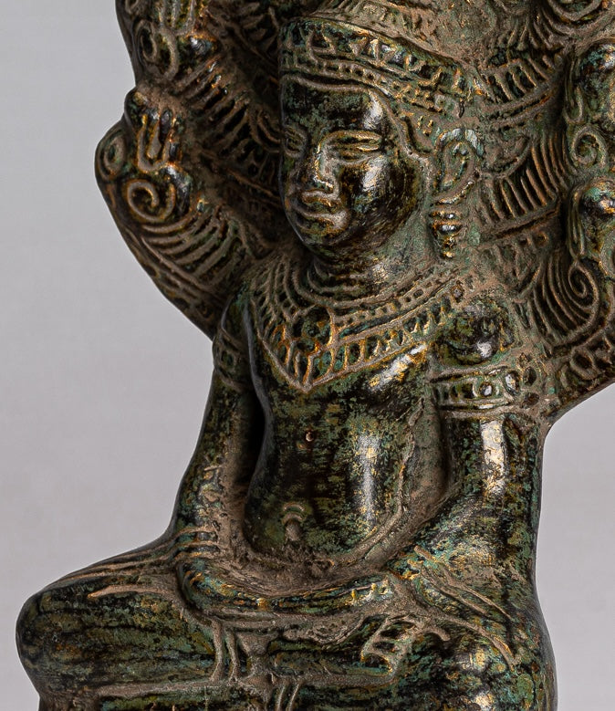 Estatua de Buda - Estilo de bayón antiguo Khmer Meditación Naga Naga Buddha - 21 cm/8 "