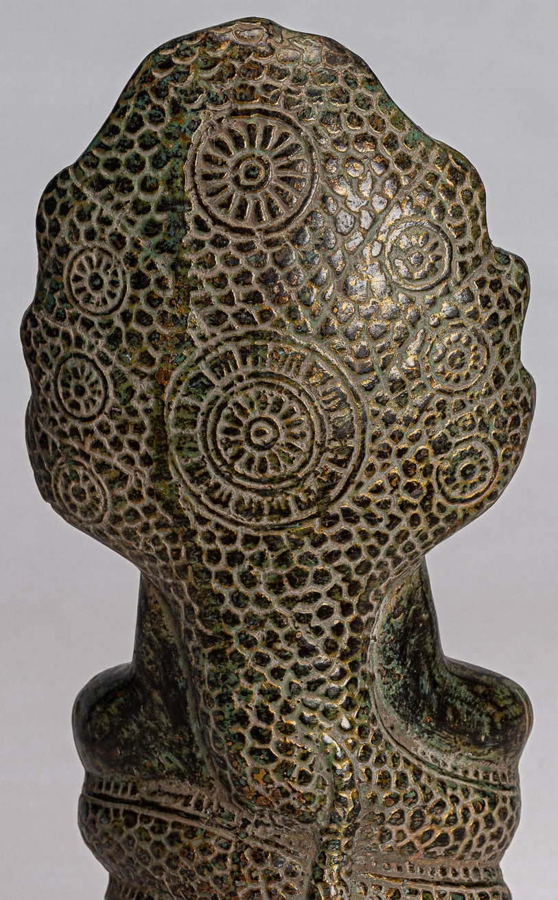 Estatua de Buda - Estilo de bayón antiguo Khmer Meditación Naga Naga Buddha - 21 cm/8 "