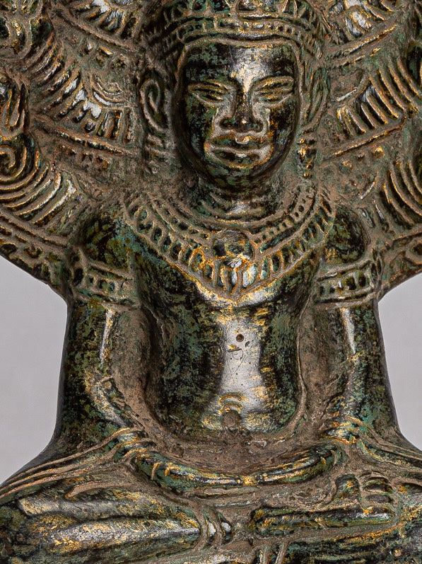 Estatua de Buda - Estilo de bayón antiguo Khmer Meditación Naga Naga Buddha - 21 cm/8 "