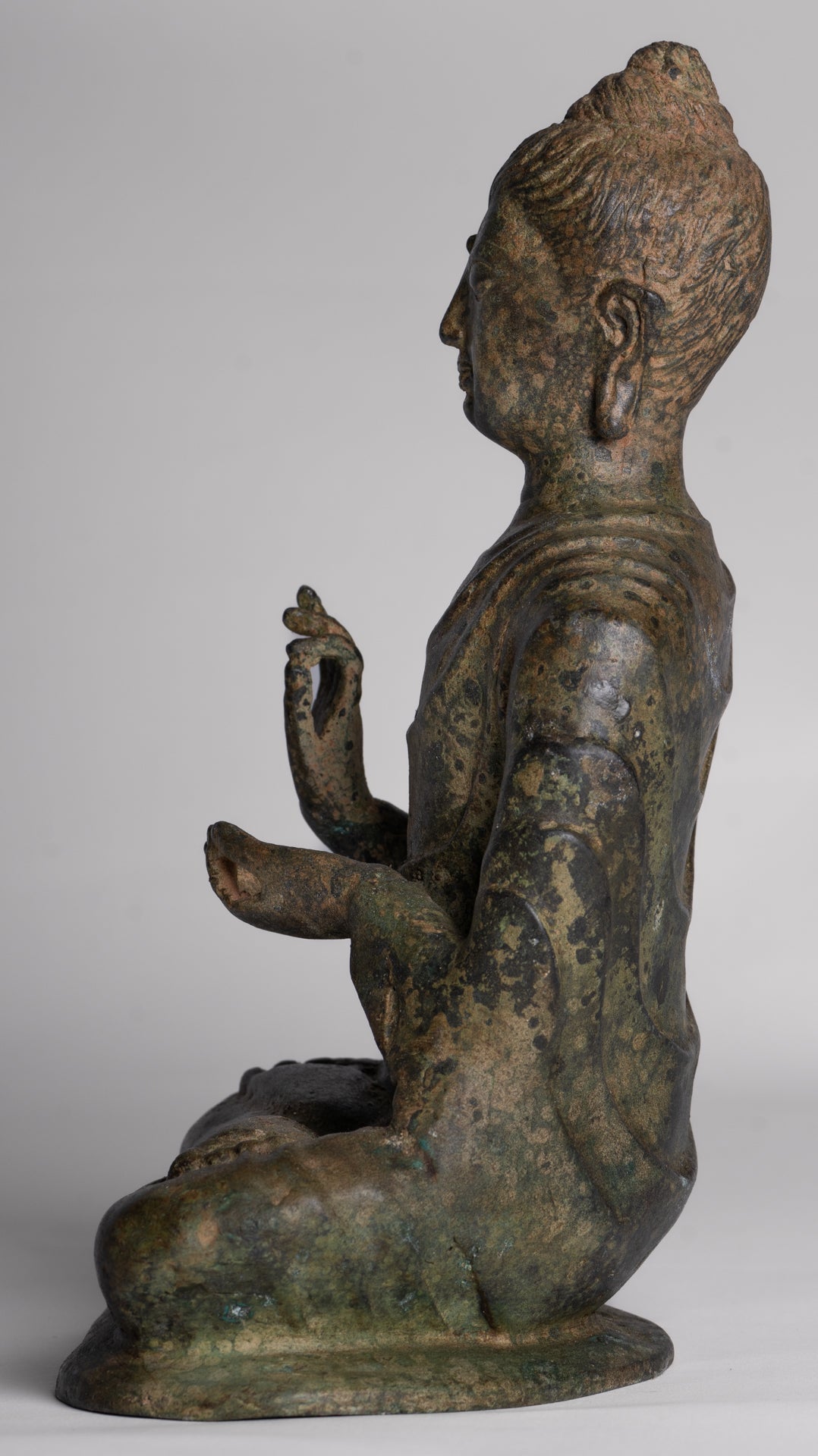 Indian Buddha Statue - Antique Gandhara Style Bronze Protection Buddha Statue - 26cm/10"