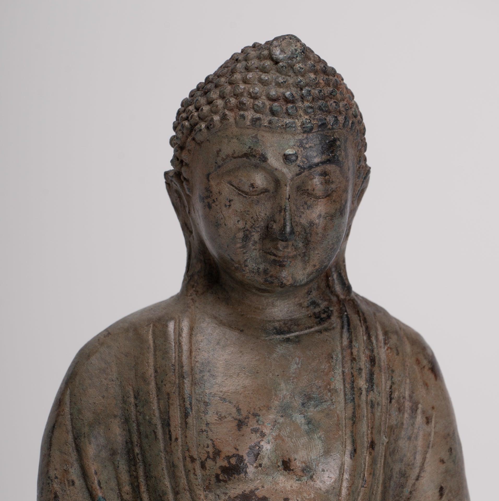 Japanese Buddha - Antique Japanese Style Bronze Seated Meditation Amitabha Buddha Statue - 18cm/7"