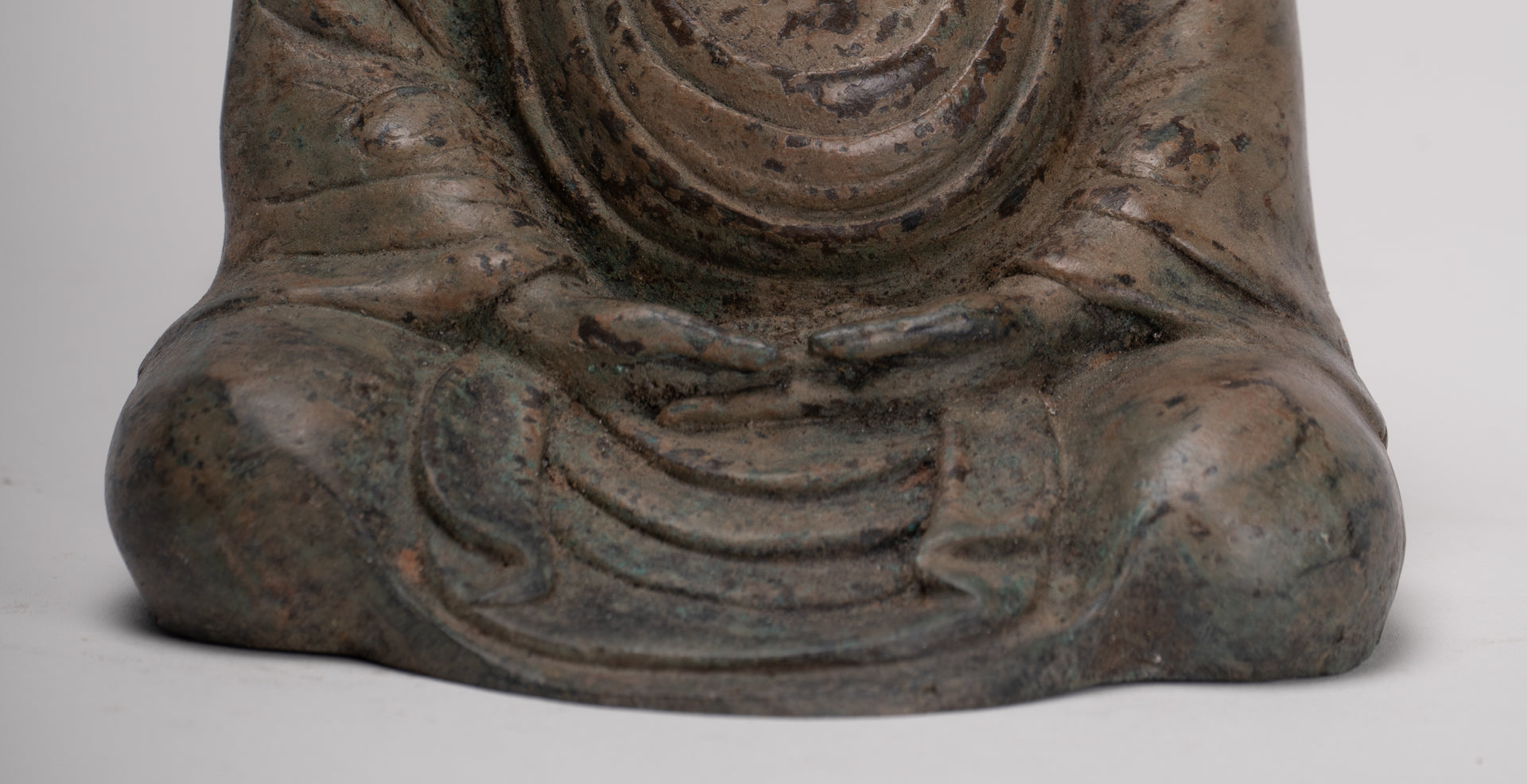 Japanese Buddha - Antique Japanese Style Bronze Seated Meditation Amitabha Buddha Statue - 18cm/7"