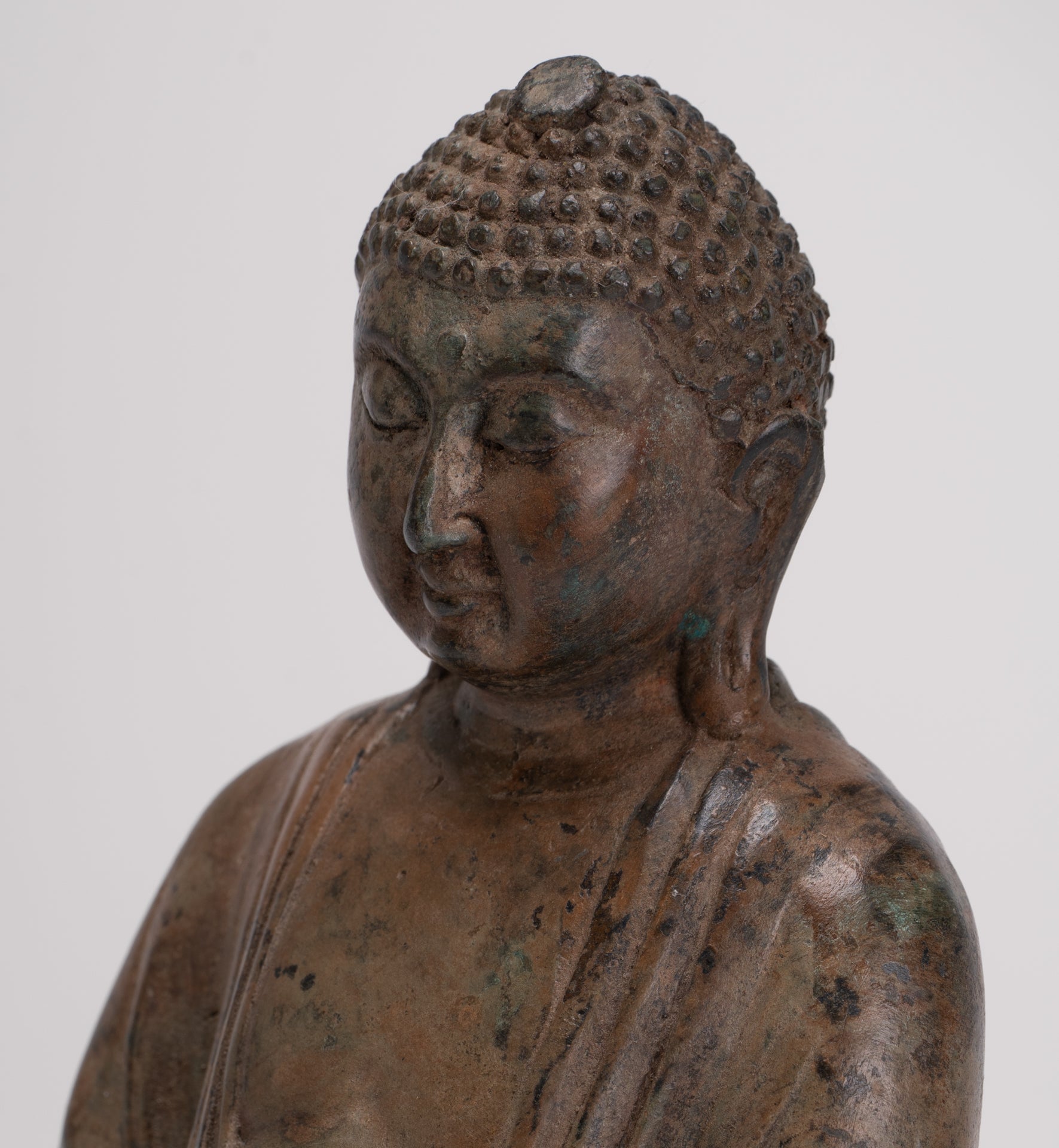 Japanese Buddha - Antique Japanese Style Bronze Seated Meditation Amitabha Buddha Statue - 18cm/7"
