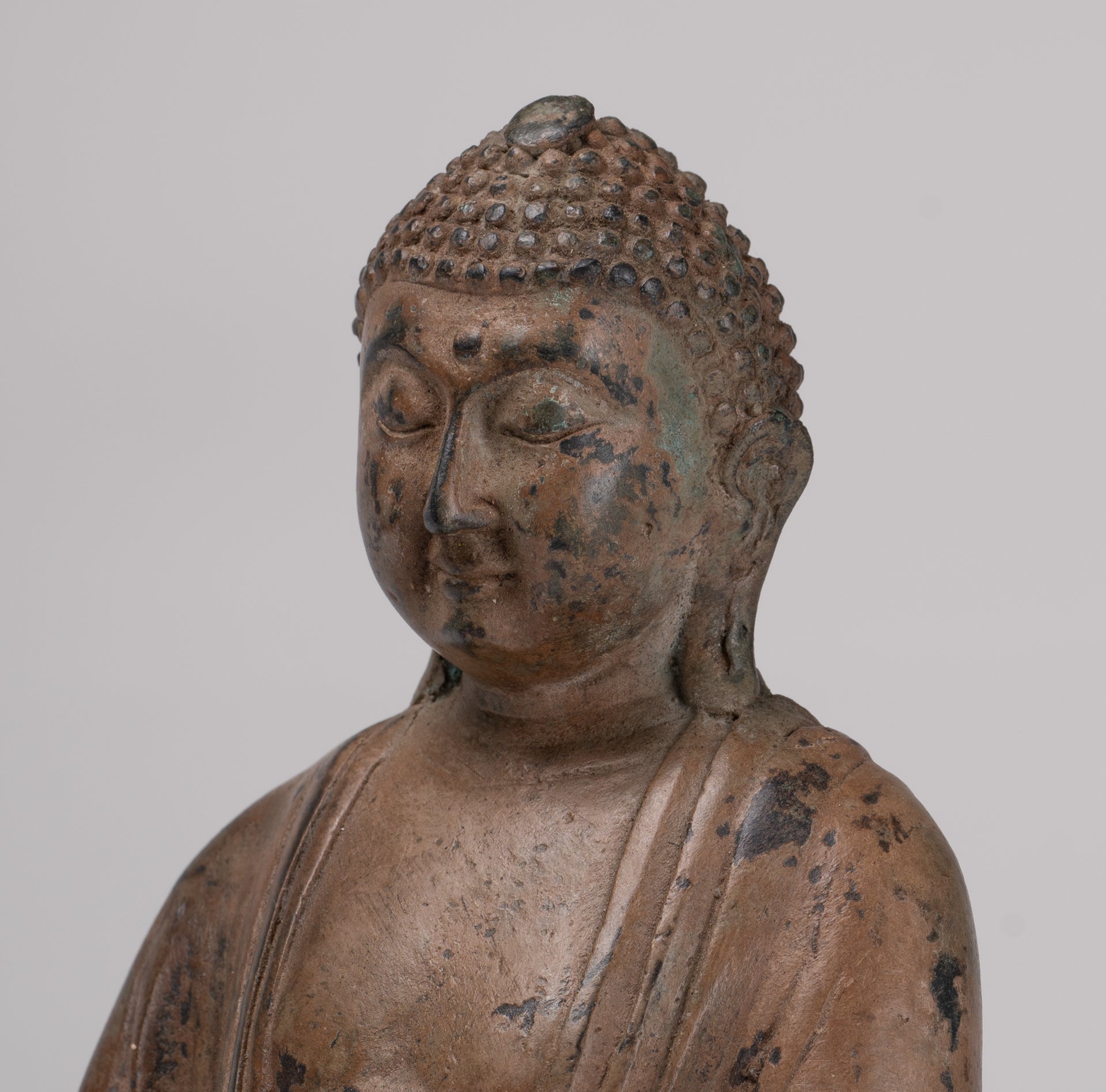 Japanese Buddha - Antique Japanese Style Bronze Seated Meditation Amitabha Buddha Statue - 18cm/7"