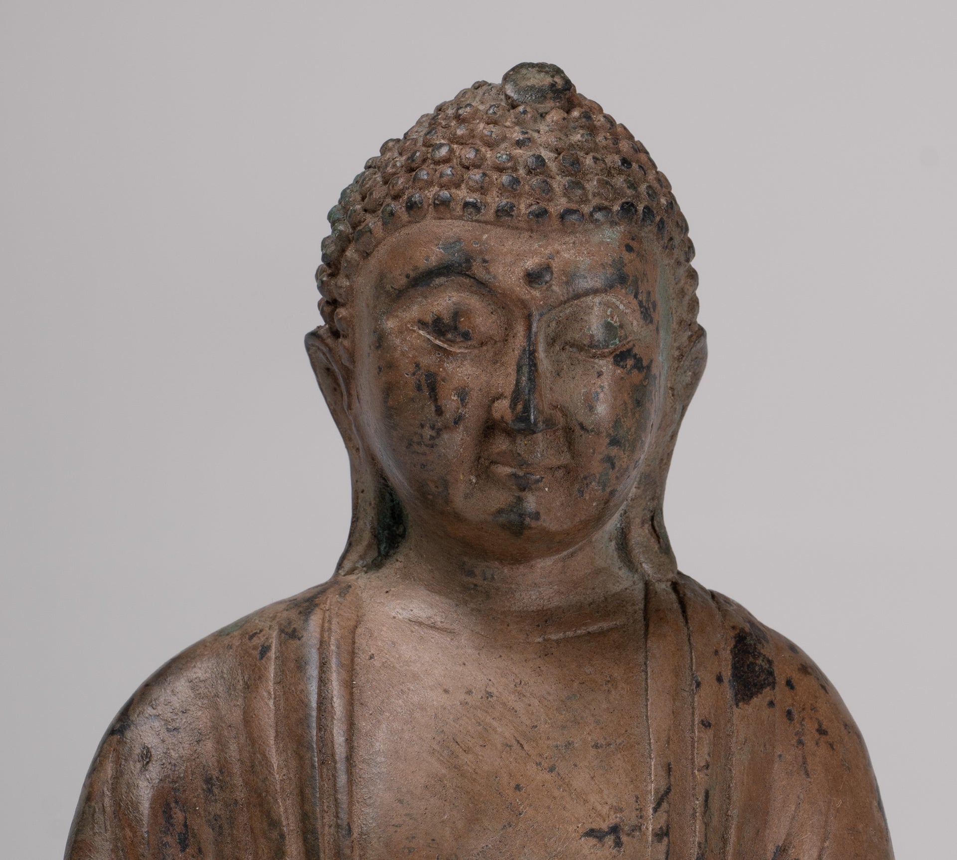 Japanese Buddha - Antique Japanese Style Bronze Seated Meditation Amitabha Buddha Statue - 18cm/7"