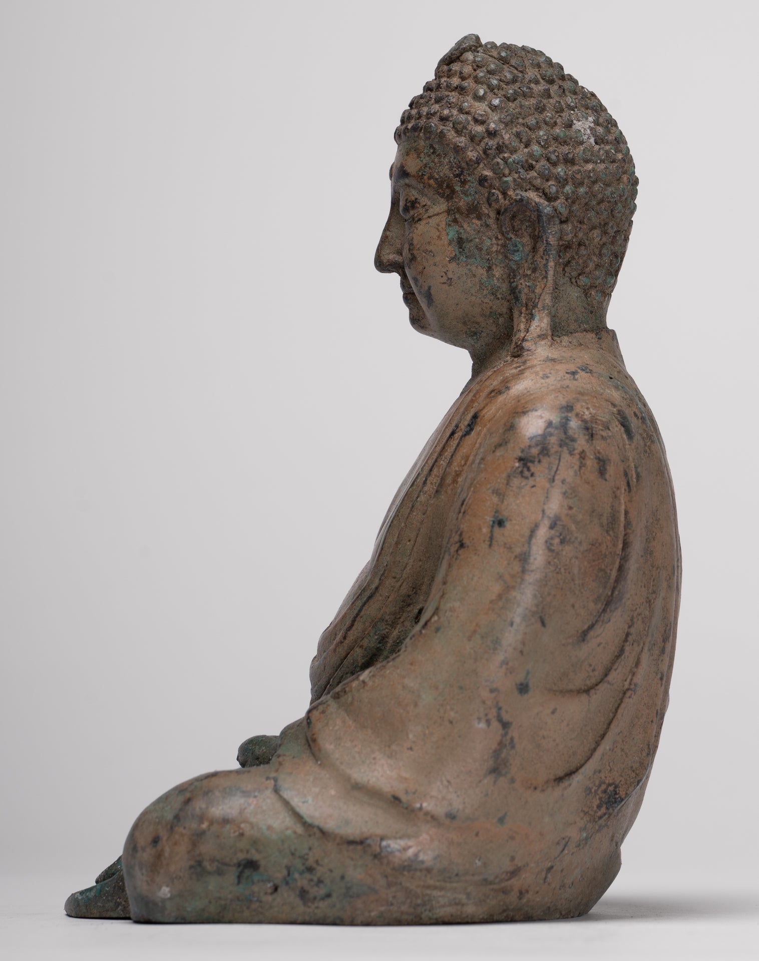 Japanese Buddha - Antique Japanese Style Bronze Seated Meditation Amitabha Buddha Statue - 18cm/7"