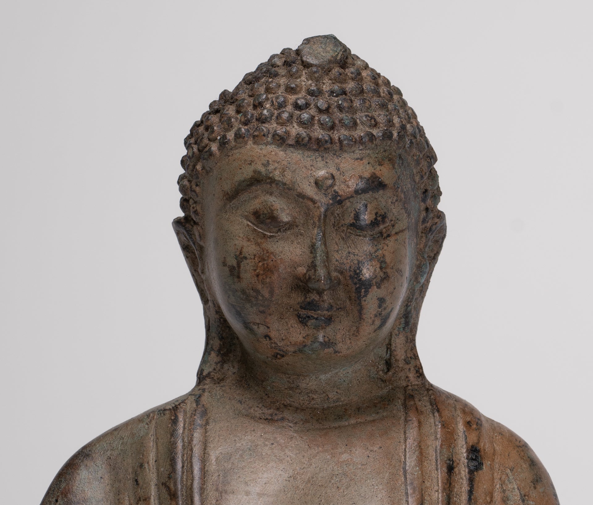 Japanese Buddha - Antique Japanese Style Bronze Seated Meditation Amitabha Buddha Statue - 18cm/7"