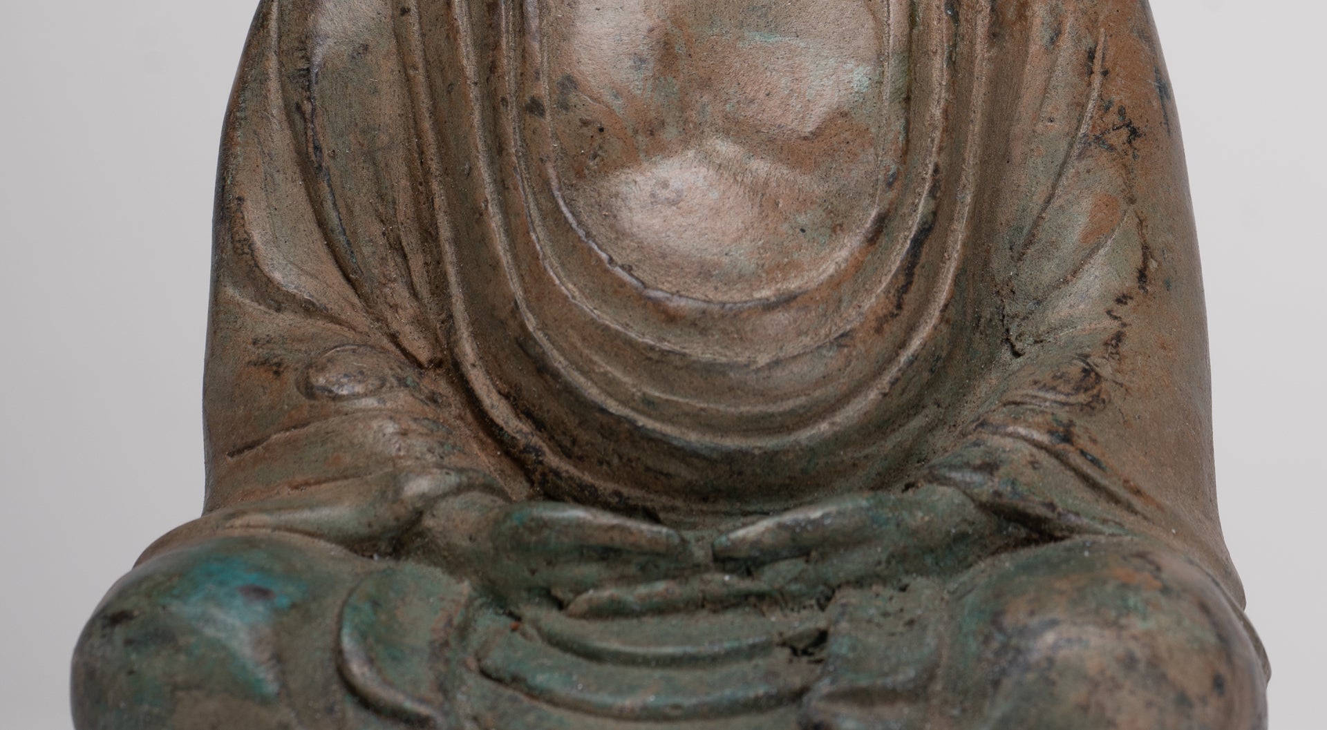 Japanese Buddha - Antique Japanese Style Bronze Seated Meditation Amitabha Buddha Statue - 18cm/7"