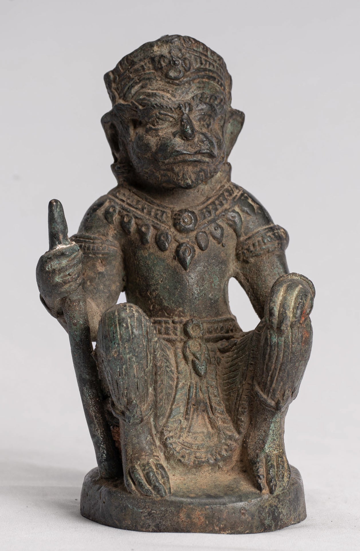 Antique Indian Style Bronze Hindu God Hanuman Statue - Avatar of Shiva - 18cm/7" Tall