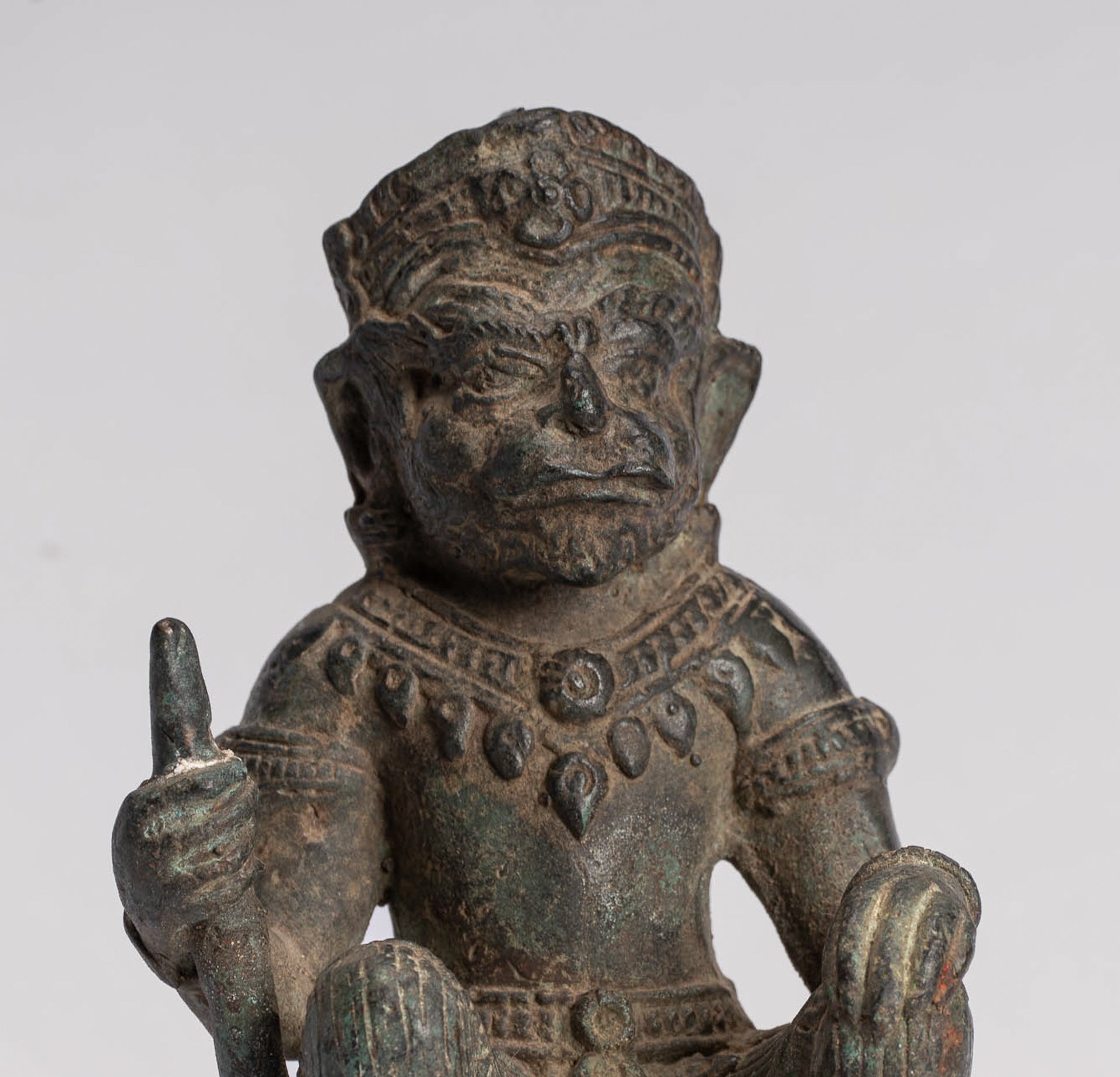 Antique Indian Style Bronze Hindu God Hanuman Statue - Avatar of Shiva - 18cm/7" Tall