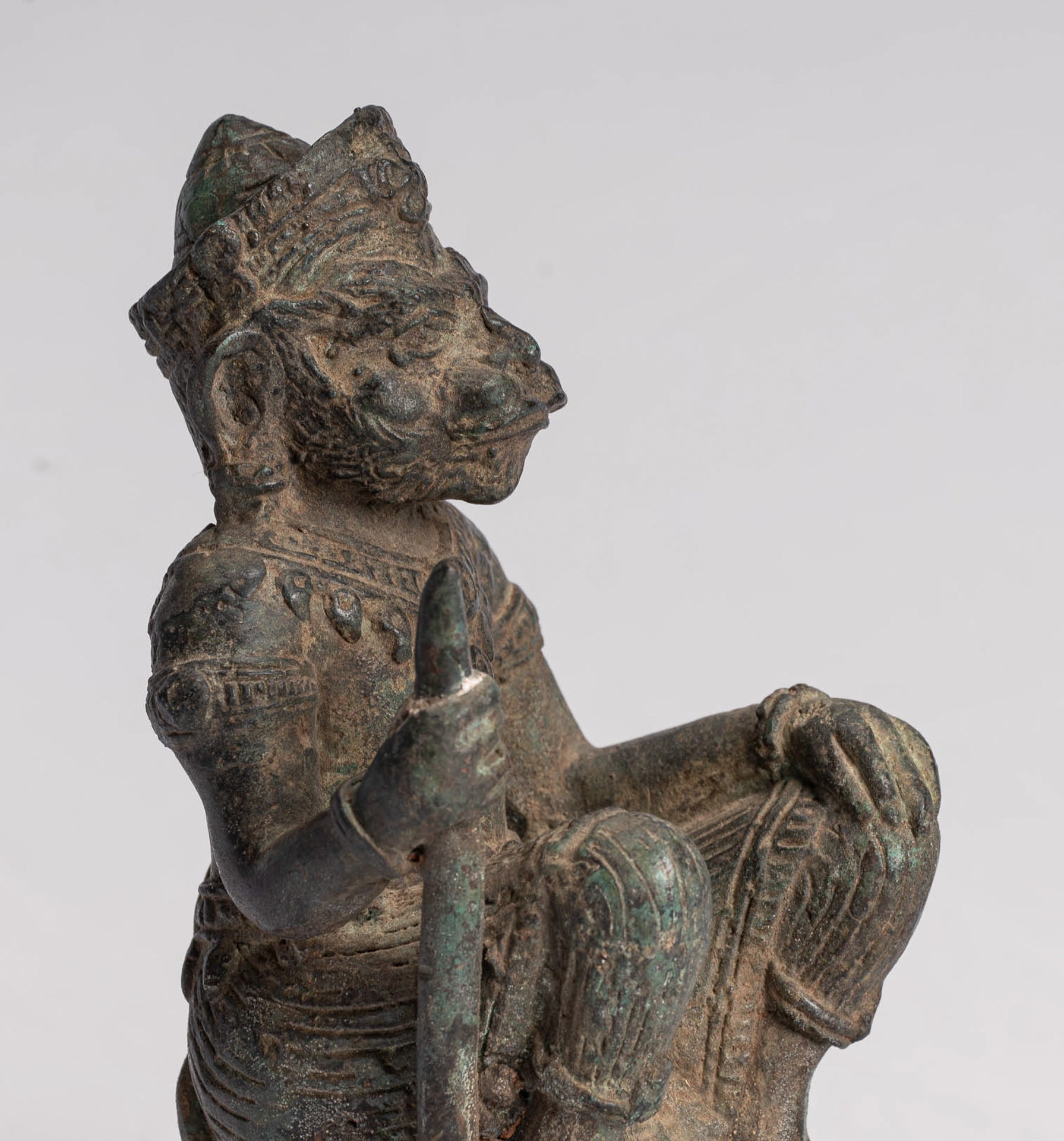 Antique Indian Style Bronze Hindu God Hanuman Statue - Avatar of Shiva - 18cm/7" Tall