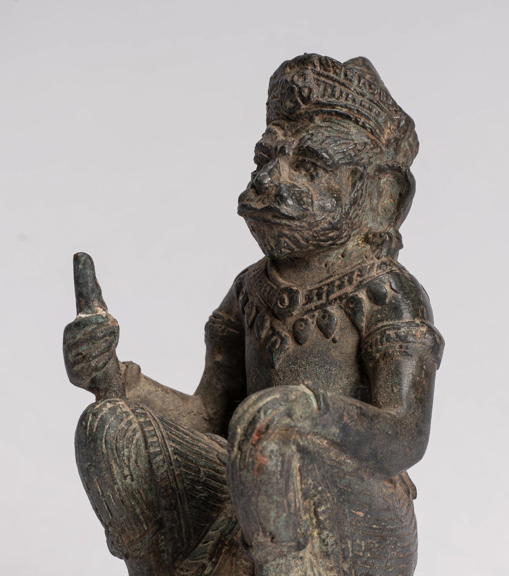 Antique Indian Style Bronze Hindu God Hanuman Statue - Avatar of Shiva - 18cm/7" Tall