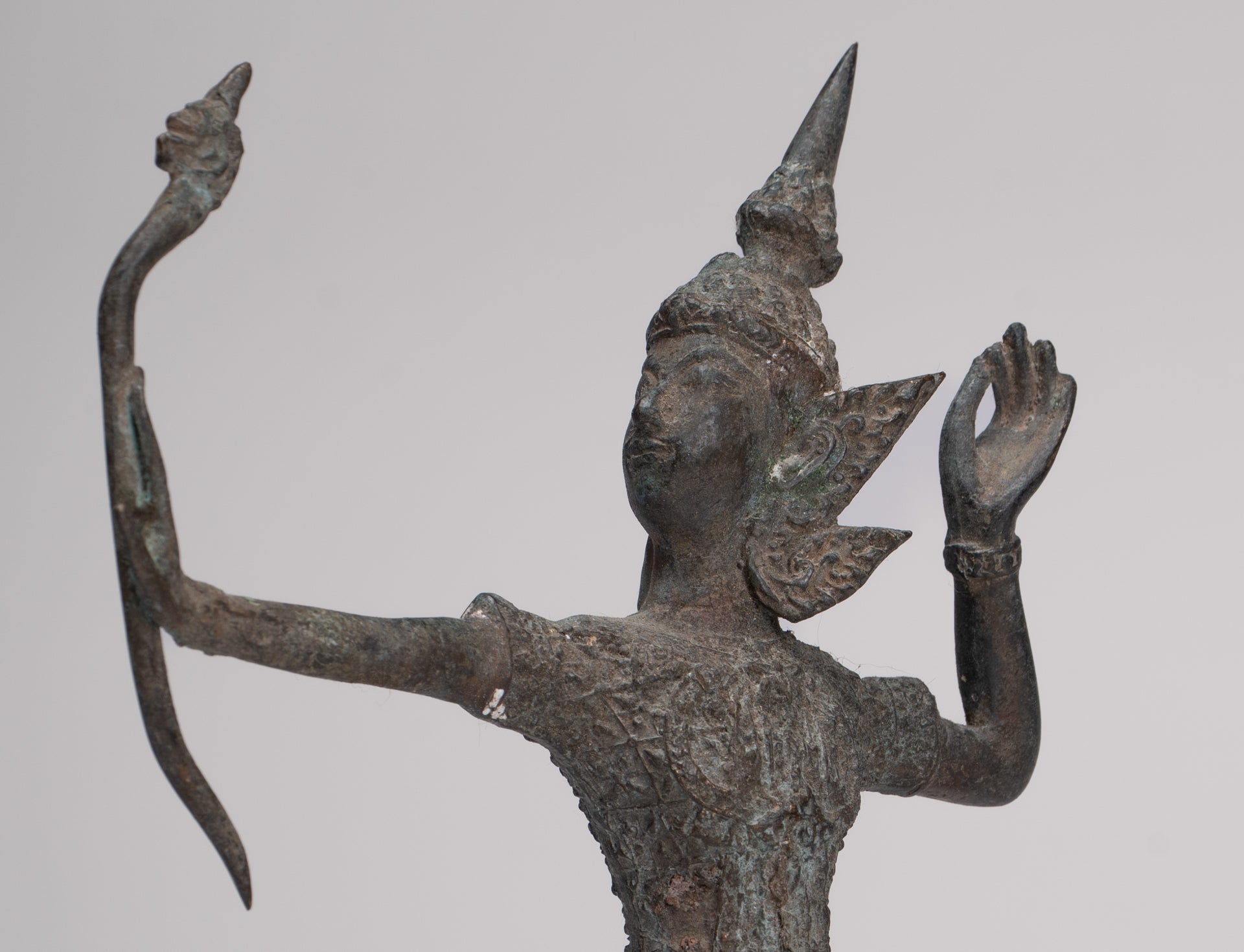 Rama Statue - Antique Thai Style Bronze Thai Rama - Avatar of Vishnu - 26cm/11"