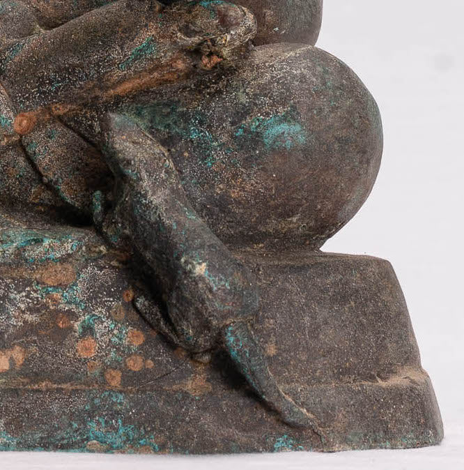 Statue Ganesha - Antique Thai Thai Bronze Seduta statua Ganesh - 31 cm/12 "