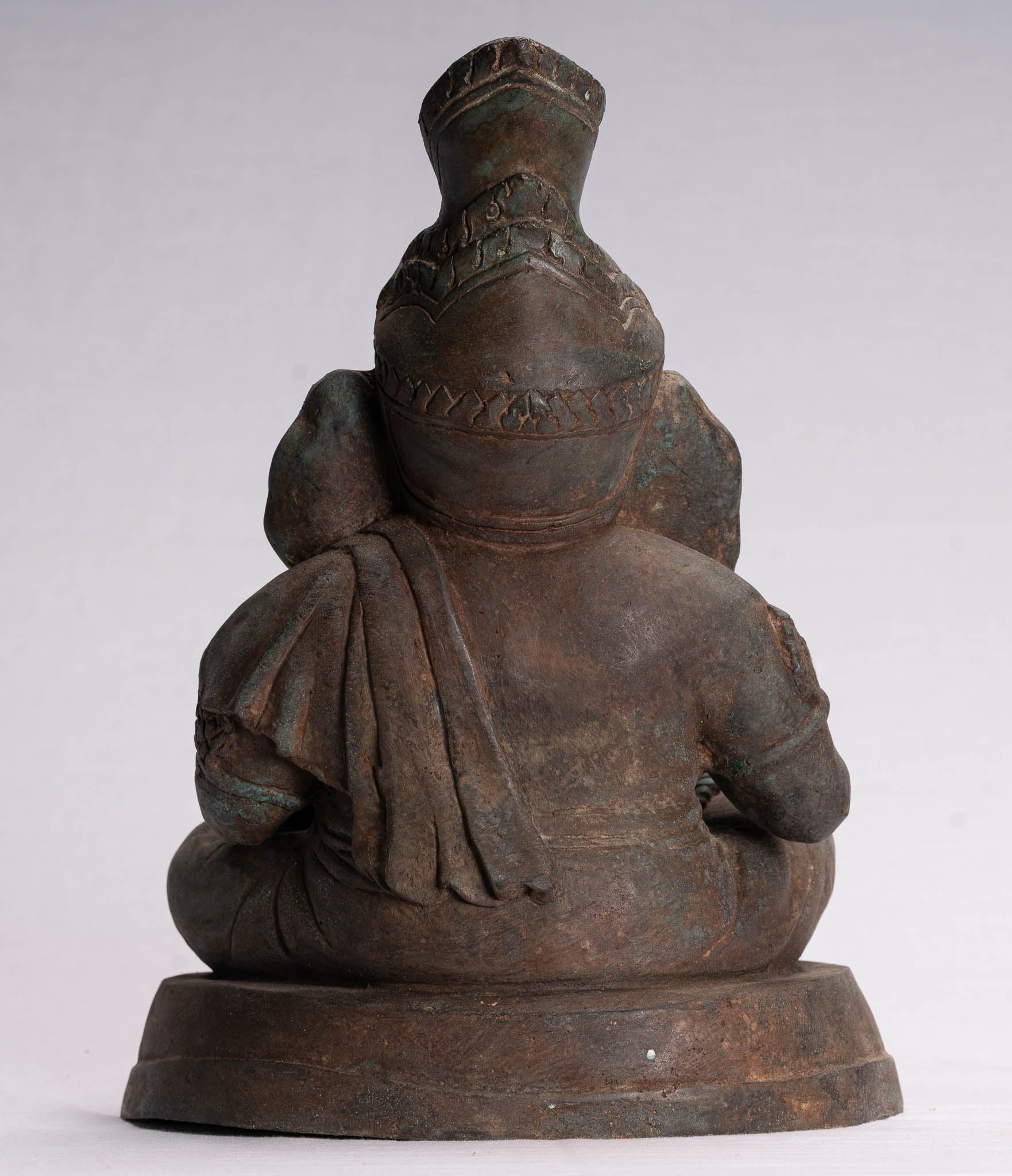 Statue Ganesha - Antique Thai Thai Bronze Seduta statua Ganesh - 31 cm/12 "