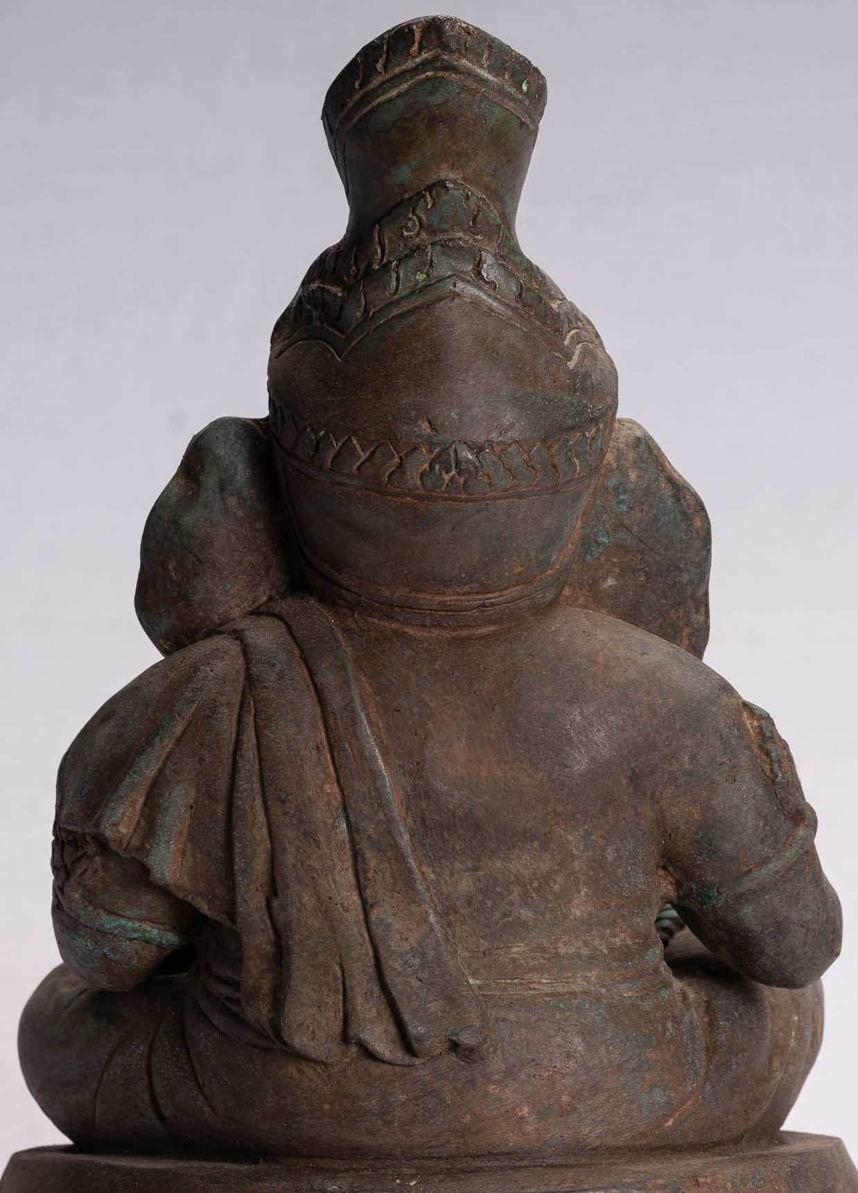 Statue Ganesha - Antique Thai Thai Bronze Seduta statua Ganesh - 31 cm/12 "