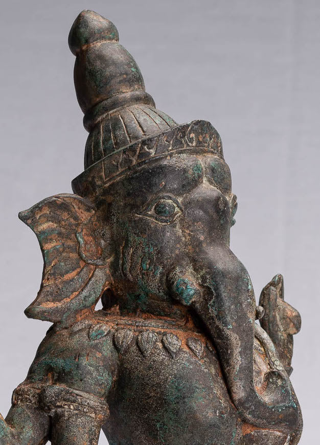 Statua Ganesha - Statua di ganesha in bronzo in stile tailandese antico - 39 cm/16 "